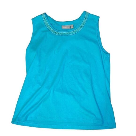NWT Croft & Barrow Size XL Teal Blue Beaded Collar Sleeveless Blouse Extra Beads - Picture 1 of 4